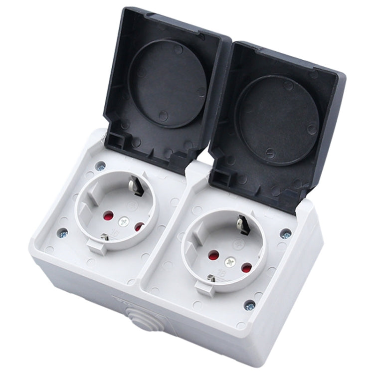 IP44 Waterproof Double-connection Socket with Cover, EU Plug - Extension Socket by PMC TechLife | Online Shopping South Africa | PMC TechLife | Buy Now Pay Later Mobicred