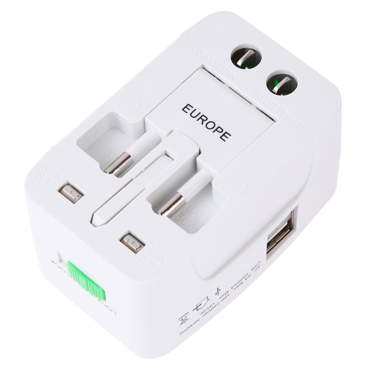 110-250V Multi-function Travel Universal Converter with Dual USB Interfaces, EU / UK / US / AU Plug(White) - USB Charger by PMC Jewellery | Online Shopping South Africa | PMC Jewellery | Buy Now Pay Later Mobicred