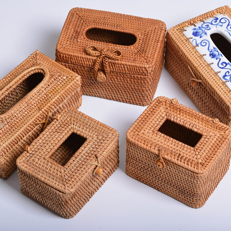 ZJH01 Restaurant Desktop Rattan Braided Tissue Storage Box Case, Size: S - Storage Boxes by PMc TechLife | Online Shopping South Africa | PMc TechLife | Buy Now Pay Later Mobicred