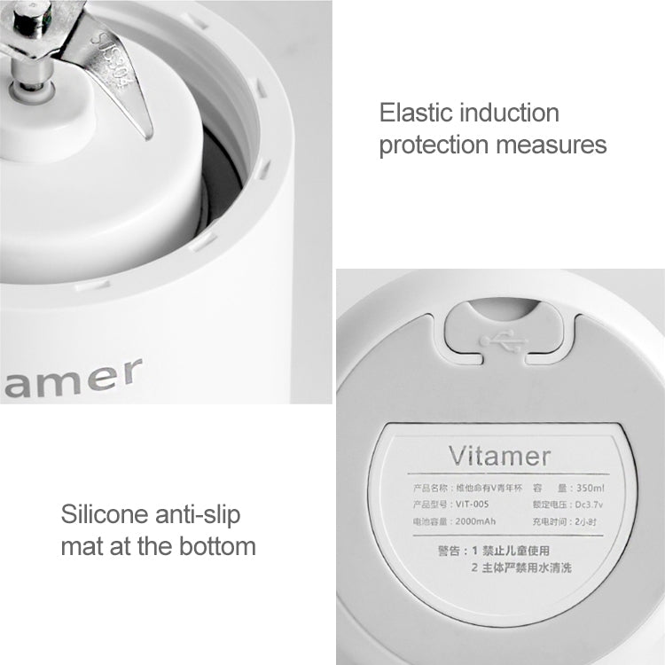 Vitamer USB Mini Portable Juicer Juice Blender Lemon Fruit Squeezers Reamers Bottle (White) - Electric juicers by PMC TechLife | Online Shopping South Africa | PMC TechLife | Buy Now Pay Later Mobicred