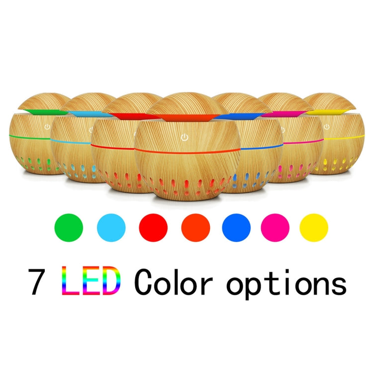 Wood Grain USB Hollowed-out Humidifier Seven Color Aromatherapy Lamp Automatic Alcohol Sprayer with Remote Control(Light Brown-3) - free shipping - PMC TechLife - Order now!