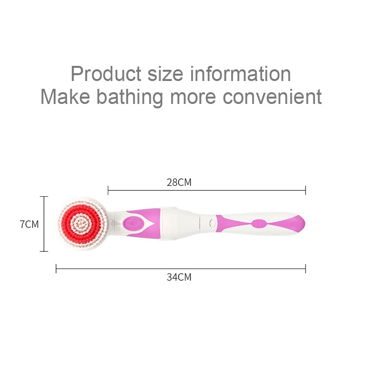 Multi-function Electric Waterproof Bath Cleansing Brush Long-handled Massage Brush, with 4 Brush Heads(Pink) - Bath Brushes & Sponges by PMc TechLife | Online Shopping South Africa | PMc TechLife | Buy Now Pay Later Mobicred