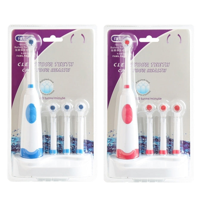 2W Creative Household Waterproof Rotary Electric Toothbrush Set with 4 Replacement Brush Heads & Base, 8500 Revolutions Per Minute(Red) - Toothbrushes by PMC Jewellery | Online Shopping South Africa | PMC Jewellery | Buy Now Pay Later Mobicred