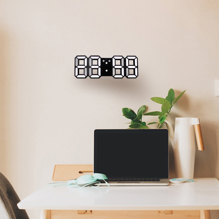 Multi-Function Large 3D LED Digital Wall Alarm Clock with Snooze Function, 12/24 Hours Display for Home, Kitchen, Office, DC 5V, CE Certificated(White) - Wall Clock by PMc TechLife | Online Shopping South Africa | PMc TechLife | Buy Now Pay Later Mobicred