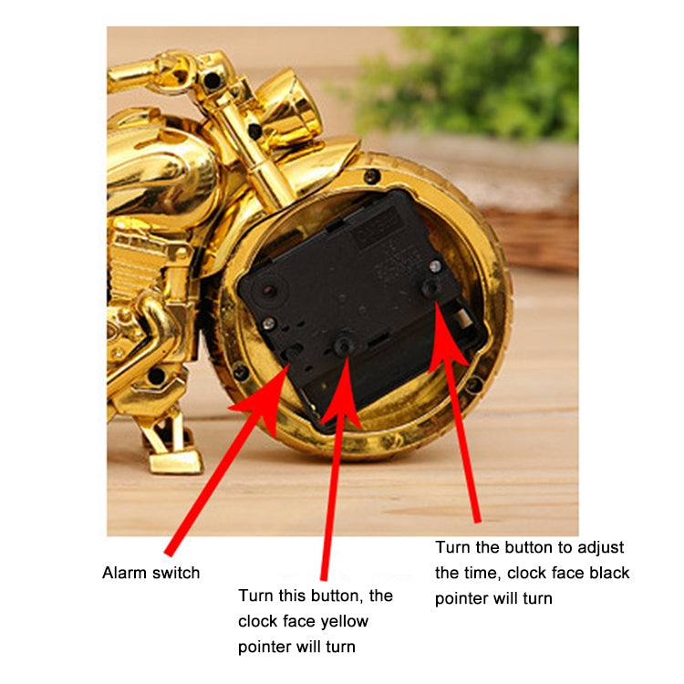 Cartoon Motorcycle Alarm Clock Bedroom Plastic Pointer Alarm Clock, Size: 23*13*6cm(Gold, Red) - Alarm Clocks by PMc TechLife | Online Shopping South Africa | PMc TechLife | Buy Now Pay Later Mobicred