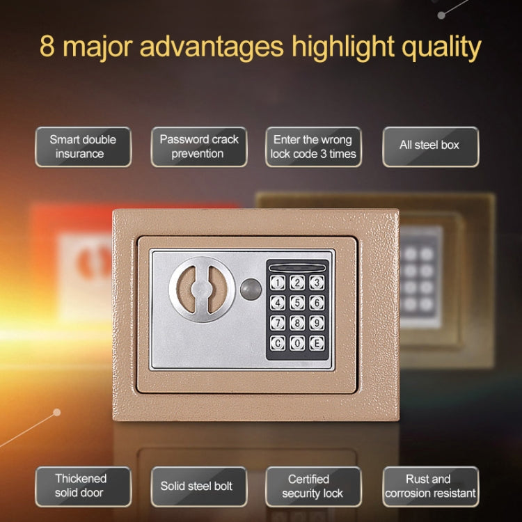 17E Home Mini Electronic Security Lock Box Wall Cabinet Safety Box with Coin-operated Function(Bronze) - Safety Box by PMc TechLife | Online Shopping South Africa | PMc TechLife | Buy Now Pay Later Mobicred