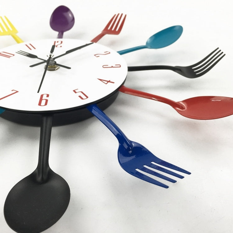 Cutlery Metal Kitchen Wall Clock Spoon Fork Creative Quartz Wall Mounted Clocks Modern Design Decorative Horloge, Silver - Wall Clock by PMc TechLife | Online Shopping South Africa | PMc TechLife | Buy Now Pay Later Mobicred