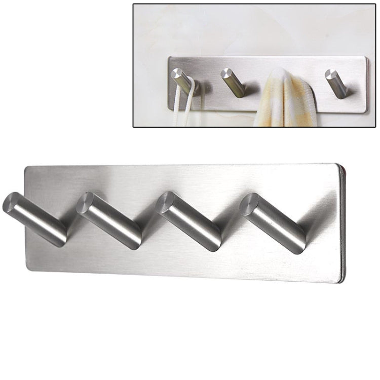 Stainless Steel Four Oblique Row Hook Bathroom Non-perforated Storage Clothes Rack - Hook by PMC TechLife | Online Shopping South Africa | PMC TechLife | Buy Now Pay Later Mobicred