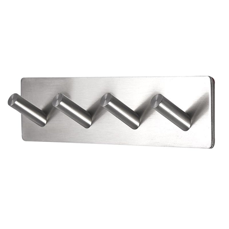 Stainless Steel Four Oblique Row Hook Bathroom Non-perforated Storage Clothes Rack - Hook by PMC TechLife | Online Shopping South Africa | PMC TechLife | Buy Now Pay Later Mobicred