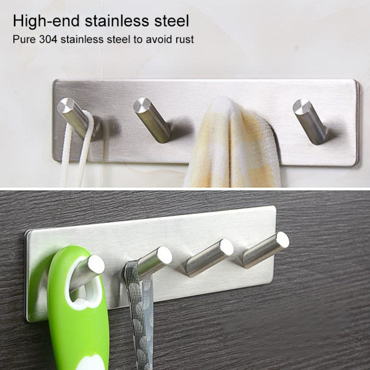 Stainless Steel Four Oblique Row Hook Bathroom Non-perforated Storage Clothes Rack - Hook by PMC TechLife | Online Shopping South Africa | PMC TechLife | Buy Now Pay Later Mobicred
