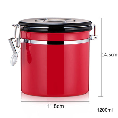 1200ml Stainless Steel Sealed Food Coffee Grounds Bean Storage Container with Built-in CO2 Gas Vent Valve & Calendar (Red) - Coffee Tools by PMC Jewellery | Online Shopping South Africa | PMC Jewellery | Buy Now Pay Later Mobicred