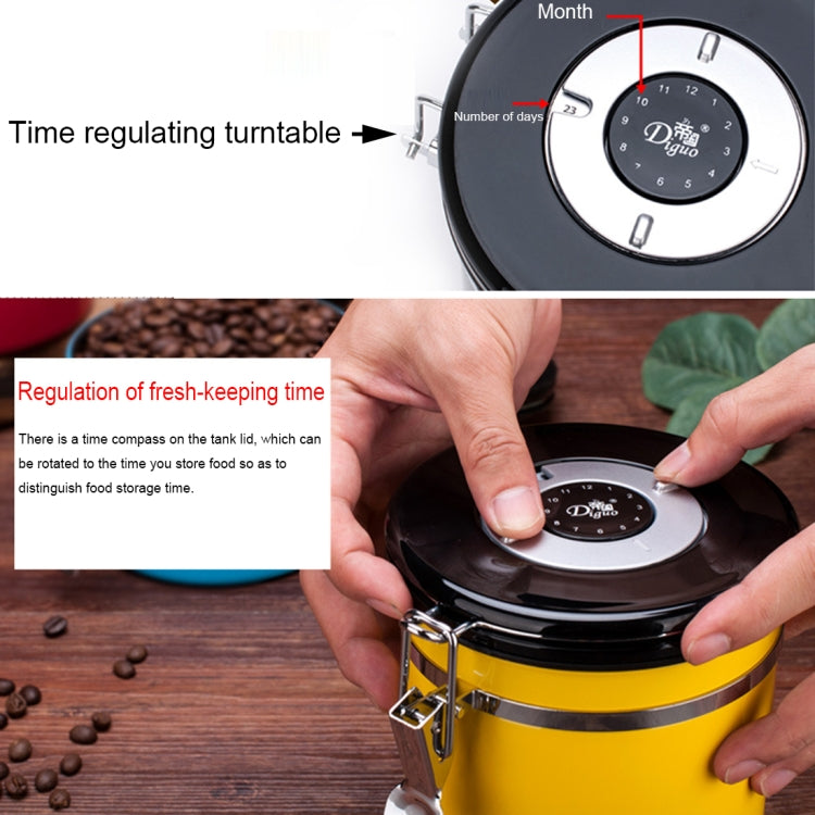 1200ml Stainless Steel Sealed Food Coffee Grounds Bean Storage Container with Built-in CO2 Gas Vent Valve & Calendar (Red) - Coffee Tools by PMC Jewellery | Online Shopping South Africa | PMC Jewellery | Buy Now Pay Later Mobicred