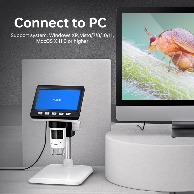 50X-1000X 1080P Portable Electronic Digital Desktop Microscope with LED Light (White) - free shipping - PMC TechLife - Order now!