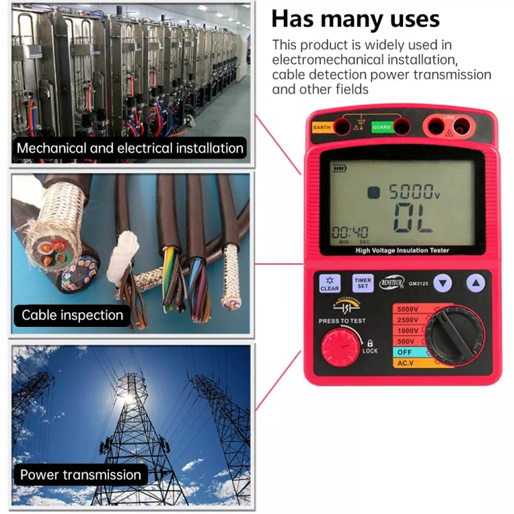 BENETECH GM3125 High Voltage Insulation Tester Resistance Tester - Current & Voltage Tester by BENETECH | Online Shopping South Africa | PMC Jewellery | Buy Now Pay Later Mobicred