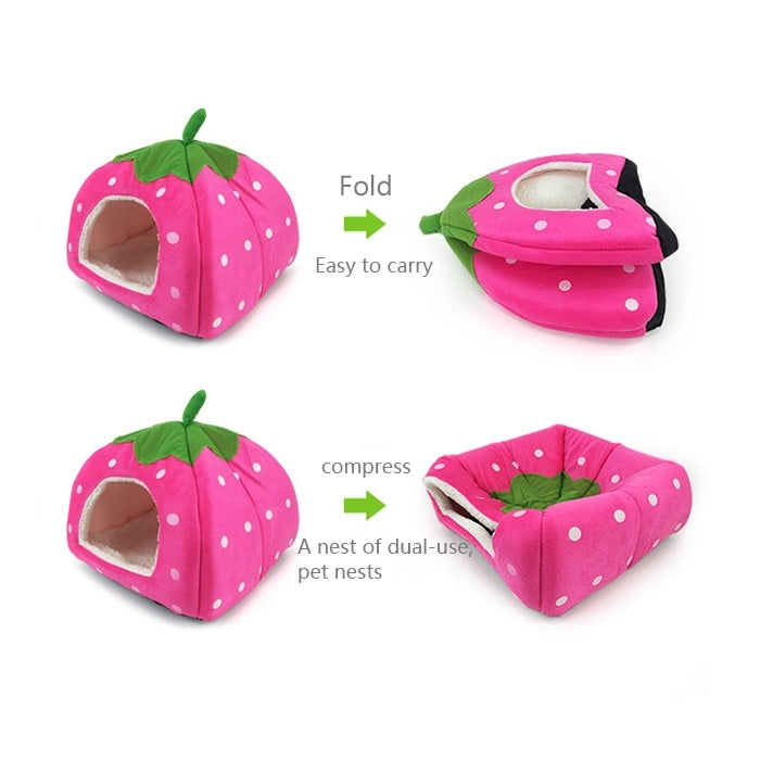 Strawberry Shaped Foldable Short Plush Pet House Nest, Size: S(Red) - Beds by PMC Jewellery | Online Shopping South Africa | PMC Jewellery