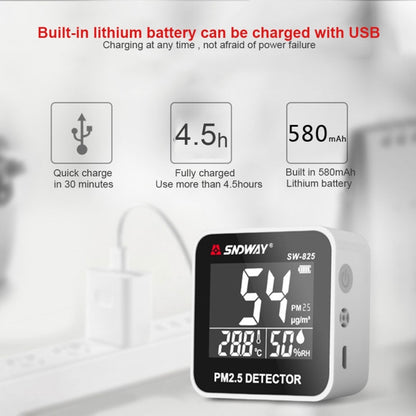 SNDWAY SW-825 Micro USB Charging Desktop Air Quality Real-time Purification Detector with HiD LED Screen, Support Alarm Prompt - Air & Water Quality Tester by SNDWAY | Online Shopping South Africa | PMC Jewellery | Buy Now Pay Later Mobicred