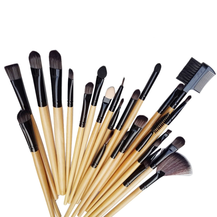 32 PCS Wood Color Handle Makeup Brush Set Beauty Kit + PU Leather Carrying Case - Makeup Brushes by PMC Jewellery | Online Shopping South Africa | PMC Jewellery