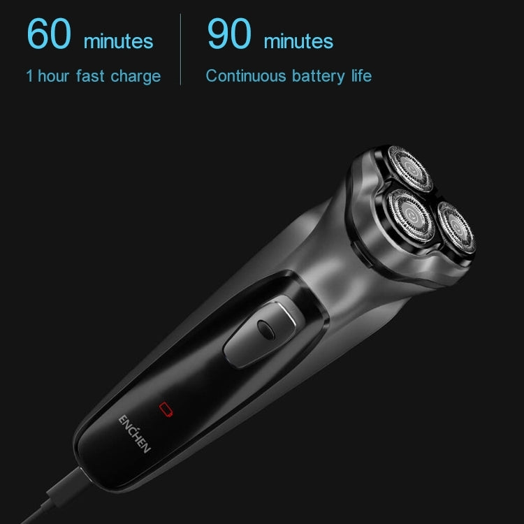 Original Xiaomi ENCHEN Water Proof Triple Rotary Double Ring Blade Shaving Head Electric Rechargeable Shaver For Men(Black) - Electric Shavers by Xiaomi | Online Shopping South Africa | PMC Jewellery | Buy Now Pay Later Mobicred