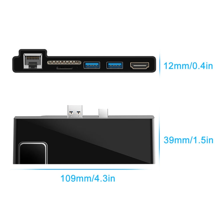 ROCKETEK SK-S5HL RJ45 + 2 x USB 3.0 + HDMI + SD / TF Memory Card Reader HUB 4K HDMI Adapter(Black) - free shipping - PMC Jewellery - Order now!