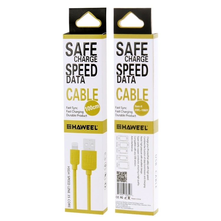 HAWEEL 1m High Speed 35 Cores 8 Pin to USB Sync Charging Cable for iPhone, iPad(Yellow) - Normal Style Cable by PMC Jewellery | Online Shopping South Africa | PMC Jewellery | Buy Now Pay Later Mobicred