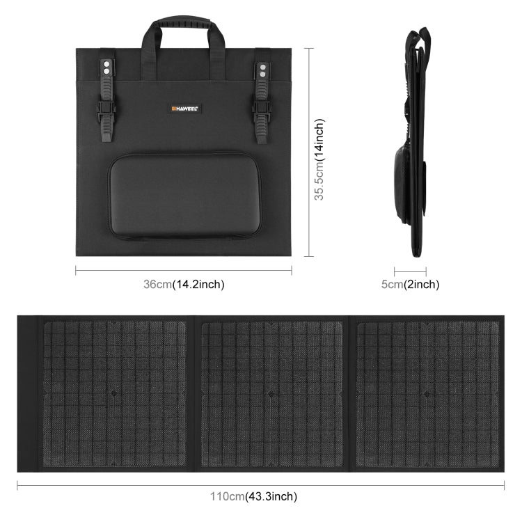 HAWEEL 60W Foldable Solar Panel Charger Travel Folding Bag(Black) - Charger by HAWEEL | Online Shopping South Africa | PMC Jewellery | Buy Now Pay Later Mobicred