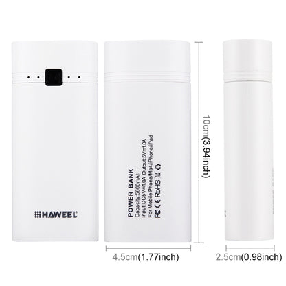 HAWEEL DIY 2x 18650 Battery (Not Included) 5600mAh Power Bank Shell Box with USB Output & Indicator(White) - Power Bank Box by HAWEEL | Online Shopping South Africa | PMC Jewellery | Buy Now Pay Later Mobicred