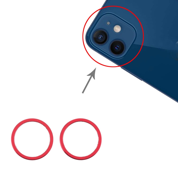 2 PCS Rear Camera Glass Lens Metal Protector Hoop Ring for iPhone 12 Mini(Red) - Camera Series by PMc TechLife | Online Shopping South Africa | PMc TechLife | Buy Now Pay Later Mobicred