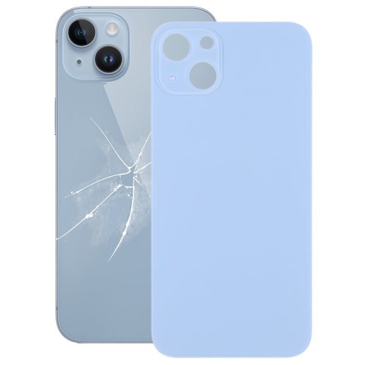 For iPhone 14 Plus Easy Replacement Big Camera Hole Glass Back Battery Cover(Blue) - Back Cover by PMc TechLife | Online Shopping South Africa | PMc TechLife | Buy Now Pay Later Mobicred