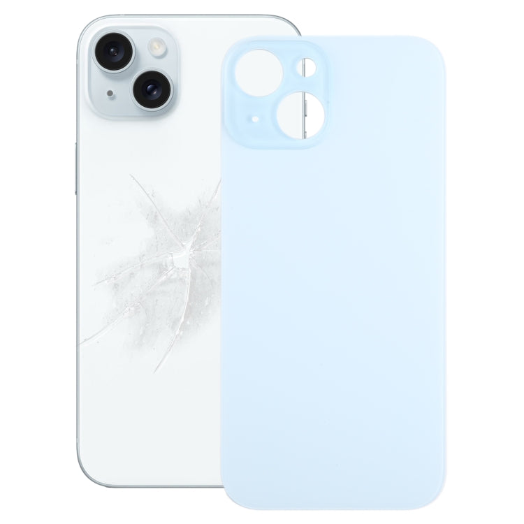 For iPhone 15 Easy Replacement Big Camera Hole Glass Back Battery Cover(Blue) - Back Cover by PMC TechLife | Online Shopping South Africa | PMC TechLife