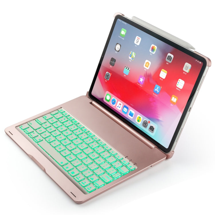 F105A Colorful Backlight Aluminum Backplane Wireless Bluetooth Keyboard Tablet Case for iPad Pro 11 inch ���2018��� (Rose Gold) - For iPad Pro by PMC TechLife | Online Shopping South Africa | PMC TechLife