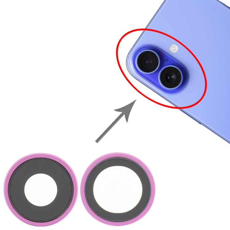 For iPhone 16 / 16 Plus Rear Camera Lens Cover (Pink) - Camera Series by PMc TechLife | Online Shopping South Africa | PMc TechLife | Buy Now Pay Later Mobicred