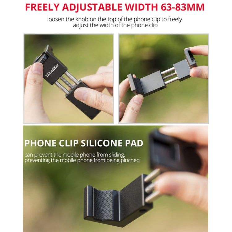 YELANGU PC142 Knob Style Phone Holder Bracket with Cold Shoe Base Mount(Black) - Stand by YELANGU | Online Shopping South Africa | PMC Jewellery | Buy Now Pay Later Mobicred