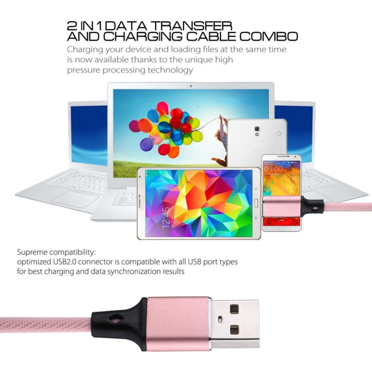 1m 2A USB to 8 Pin Nylon Weave Style Data Sync Charging Cable(Pink) - free shipping - PMC Jewellery - Order now!