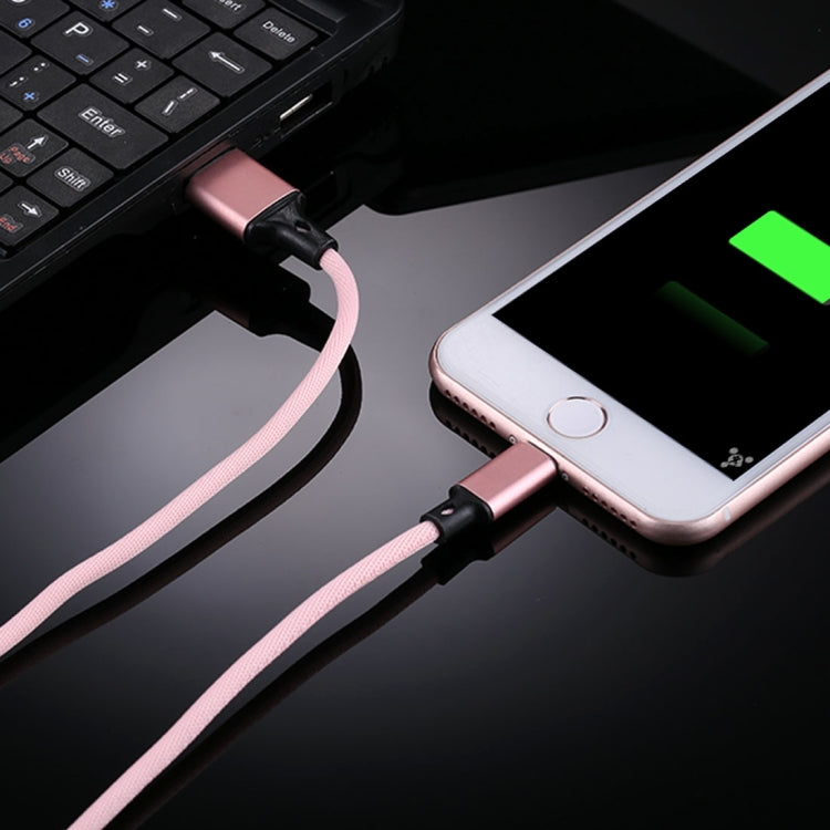 1m 2A USB to 8 Pin Nylon Weave Style Data Sync Charging Cable(Pink) - free shipping - PMC Jewellery - Order now!