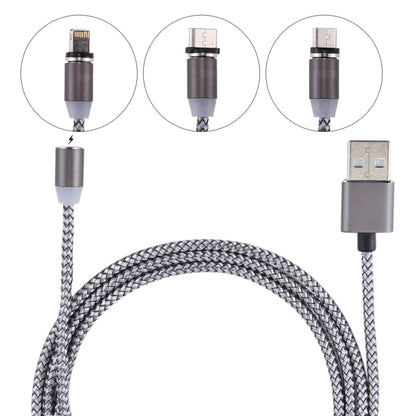 1.05m 8 Pin + Micro USB + USB-C / Type-C to USB Weave Data Sync Charging Cable with LED Indicator - Charging Cable & Head by PMC Jewellery | Online Shopping South Africa | PMC Jewellery | Buy Now Pay Later Mobicred