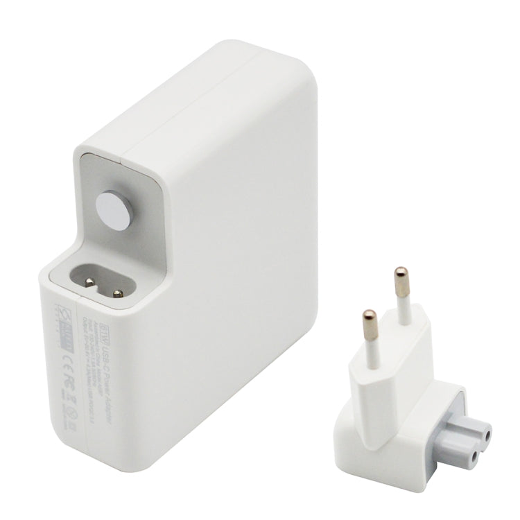 61W Type-C Power Adapter Portable Charger with 1.8m Type-C Charging Cable, EU Plug(White) - free shipping - PMC TechLife - Order now!