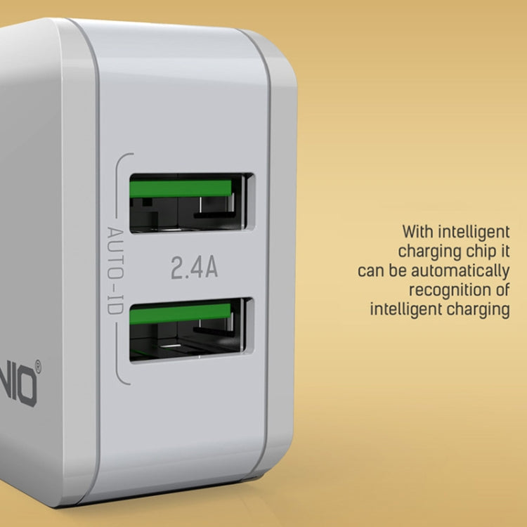 LDNIO A2201 2.4A Dual USB Charging Head Travel Direct Charge Mobile Phone Adapter Charger With 8 Pin Data Cable(EU Plug) - free shipping - PMC Jewellery - Order now!