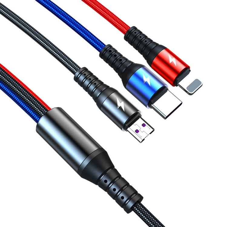 K061 1.2m 5A 3 in 1 USB to 8 Pin + USB-C / Type-C + Micro USB Round Fast Charging Data Cable - free shipping - PMC Jewellery - Order now!