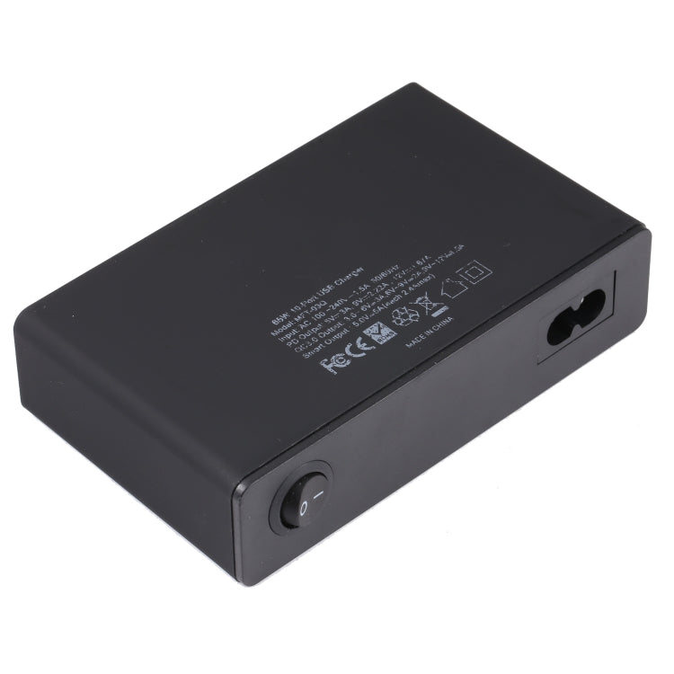 MFT-03Q 10 in 1 65W QC3.0 USB Smart Fast Charger, EU Plug(Black) - free shipping - PMC Jewellery - Order now!