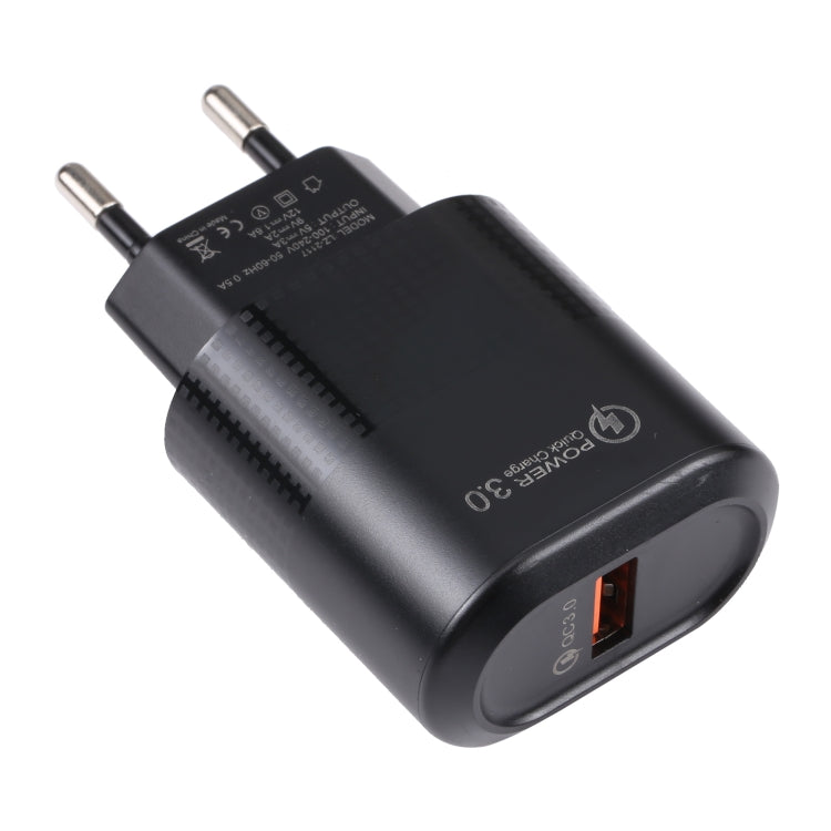 LZ-2117 18W QC3.0 3.1A USB Fast Charger, EU Plug(Black) - USB Charger by PMC Jewellery | Online Shopping South Africa | PMC Jewellery | Buy Now Pay Later Mobicred