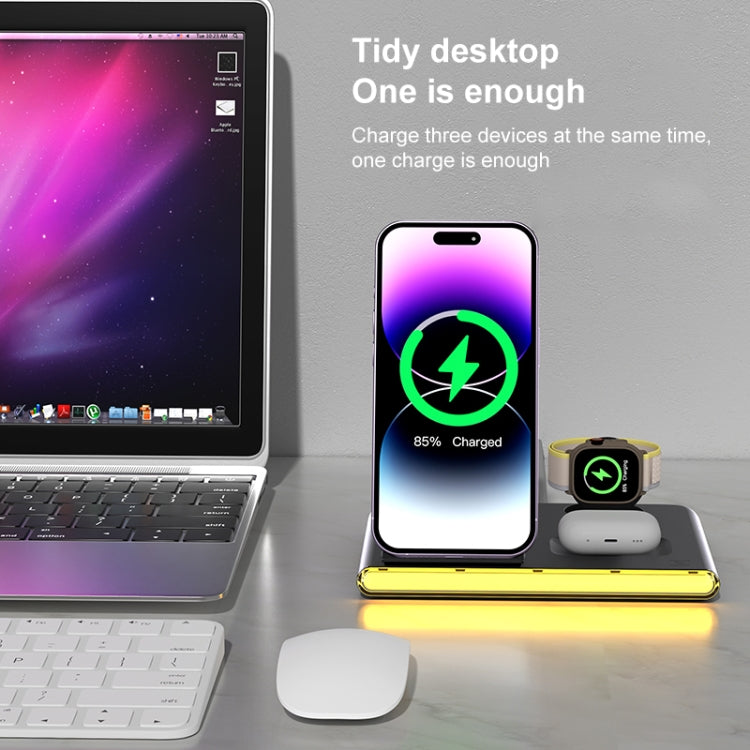 C27 15W 4 in 1 Foldable Magnetic Wireless Charger with Ambient Light (White) - Wireless Charger by PMC Jewellery | Online Shopping South Africa | PMC Jewellery | Buy Now Pay Later Mobicred