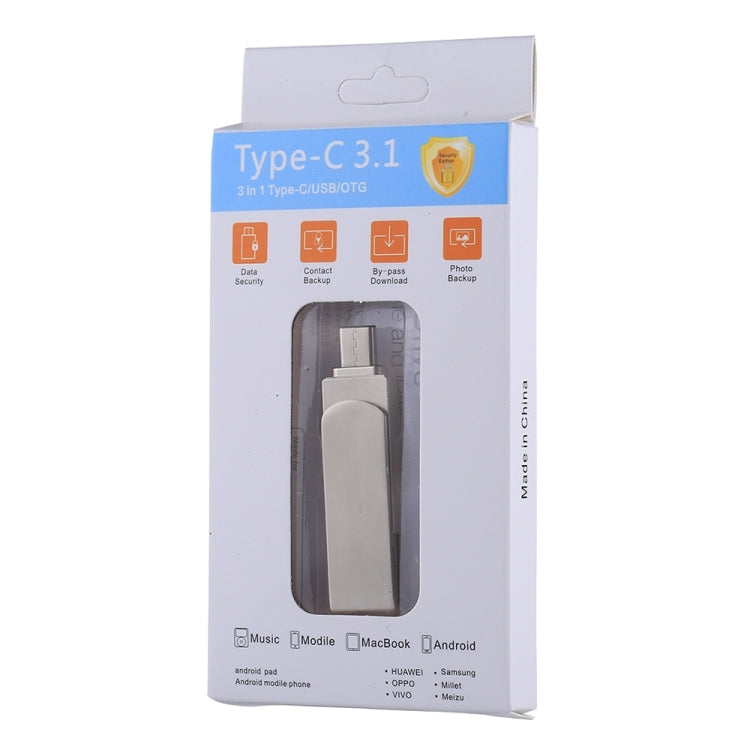 RQW-10X 3 in 1 USB 2.0 & 8 Pin & USB-C / Type-C 64GB Flash Drive, for iPhone & iPad & iPod & Most Android Smartphones & PC Computer - U Disk & Card Reader by PMC Jewellery | Online Shopping South Africa | PMC Jewellery | Buy Now Pay Later Mobicred