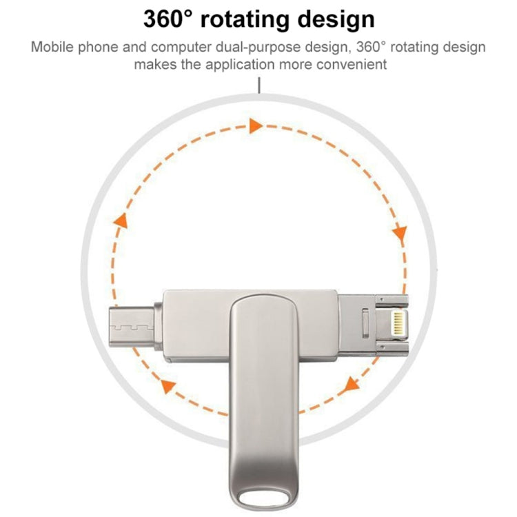 RQW-10X 3 in 1 USB 2.0 & 8 Pin & USB-C / Type-C 128GB Flash Drive, for iPhone & iPad & iPod & Most Android Smartphones & PC Computer - U Disk & Card Reader by PMC Jewellery | Online Shopping South Africa | PMC Jewellery | Buy Now Pay Later Mobicred