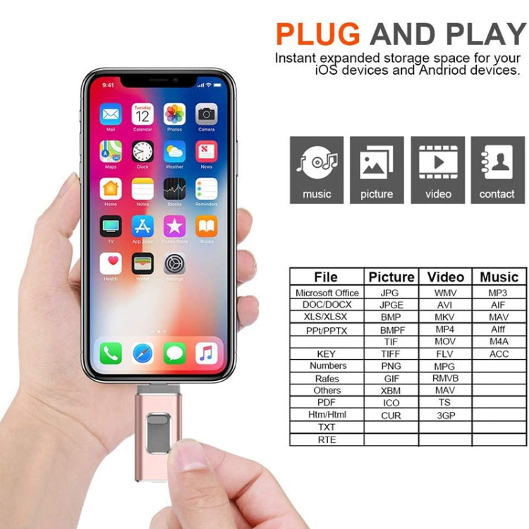 easyflash RQW-01B 3 in 1 USB 2.0 & 8 Pin & Micro USB 64GB Flash Drive(Gold) - free shipping - PMC Jewellery - Order now!