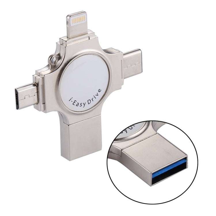 RQW-11S 4 in 1 USB 2.0 & 8 Pin & Micro USB & USB-C / Type-C 16GB Flash Drive - free shipping - PMC Jewellery - Order now!
