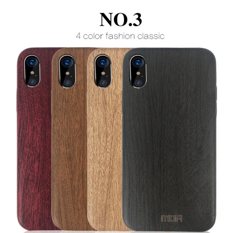 For iPhone X MOFI Element Series Wood Texture Soft Protective Back Cover Case(Wine Red) - More iPhone Cases by MOFI | Online Shopping South Africa | PMC Jewellery