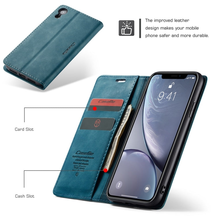 For iPhone XR CaseMe-013 Multifunctional Retro Frosted Horizontal Flip Leather Case with Card Slot & Holder & Wallet(Blue) - More iPhone Cases by CaseMe | Online Shopping South Africa | PMC Jewellery | Buy Now Pay Later Mobicred