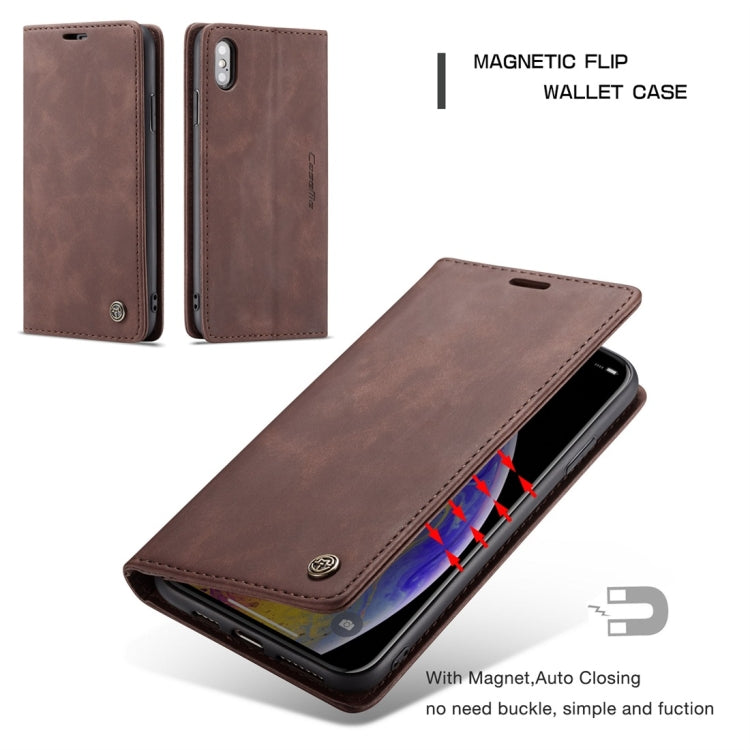 For iPhone X / XS CaseMe-013 Multifunctional Retro Frosted Horizontal Flip Leather Case with Card Slot & Holder & Wallet(Coffee) - More iPhone Cases by CaseMe | Online Shopping South Africa | PMC Jewellery | Buy Now Pay Later Mobicred