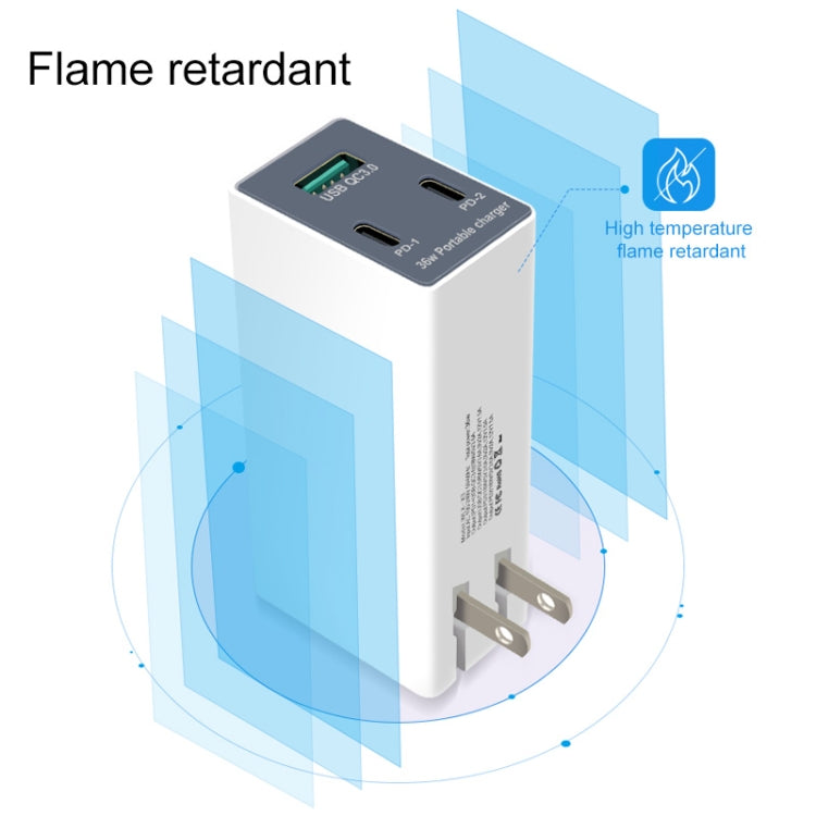 WLX-X3 36W 90 Degrees Foldable Pin Portable Multi-function USB Charger, US Plug - Multifunction Charger by PMC Jewellery | Online Shopping South Africa | PMC Jewellery | Buy Now Pay Later Mobicred