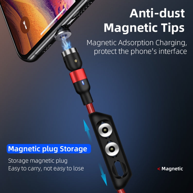 2m 2A Output 3 in 1 USB to 8 Pin + USB-C / Type-C + Micro USB Nylon Braided Rotate Magnetic Charging Cable (Purple) - Charging Cable & Head by PMC Jewellery | Online Shopping South Africa | PMC Jewellery | Buy Now Pay Later Mobicred